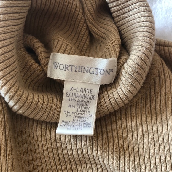 Worthington Turtleneck Sweater, Beige, EUC - Picture 3 of 3